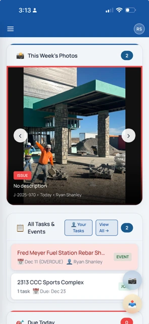 PM4Subs mobile project management app for subcontractors with quick camera access